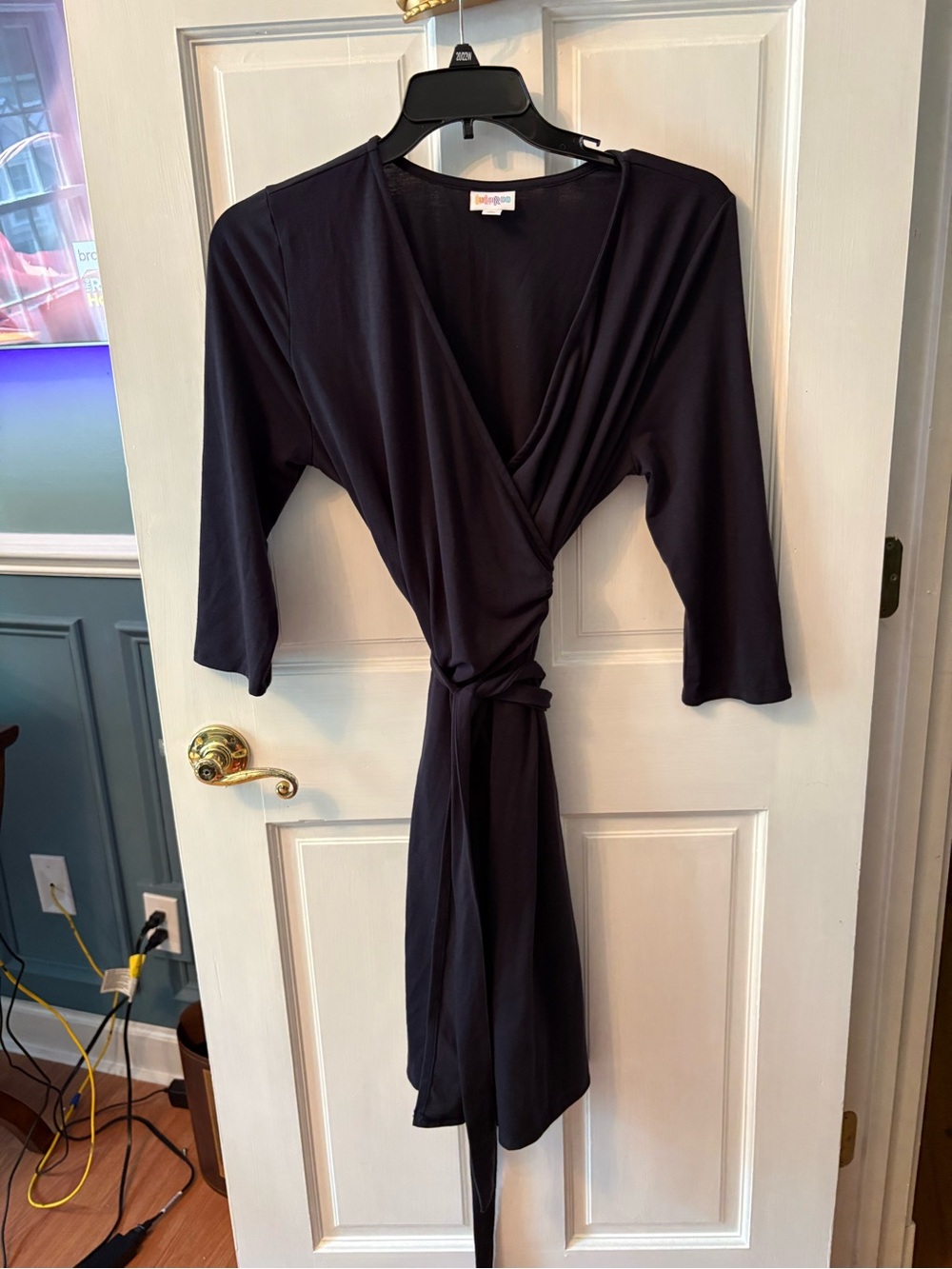 LuLaRoe Black Long Sleeve Wrap Dress with Self Tie